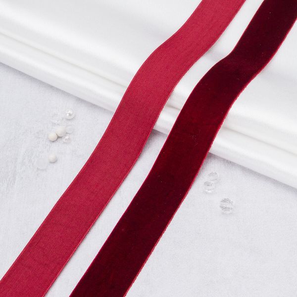 Лента бархатная (тесьма) 30 мм / 32.9 метра, 85 темно-красный, VR-001