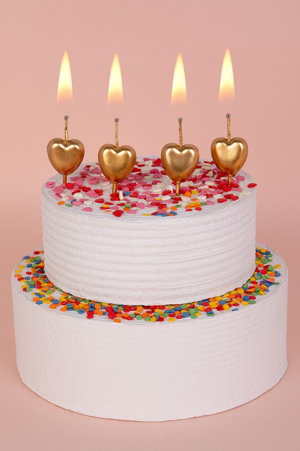 Набор свечей для торта 6 г, 12х4 шт, 01_золотистные сердечки, Boomzee BCD-24