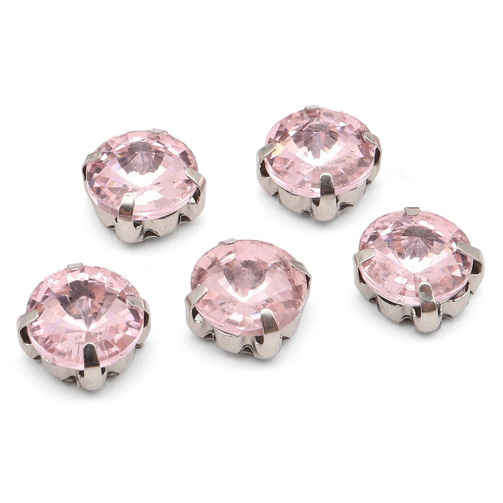 Хрустальные стразы в цапах круглой формы, розовый 8 мм, 10 шт. Astra&Craft, РЦ010НН8