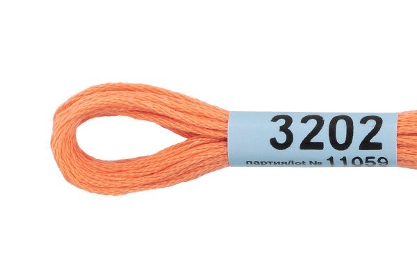 Мулине Gamma 100% хлопок, цв.3202 бл.оранжевый, 24 мотка по 8 метров