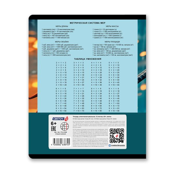 Тетрадь ученическая школьная A5 12 л. на скобе 65 г/м², белизна 100% 25 шт клетка, 01396 Самый смелый, Светоч Т74