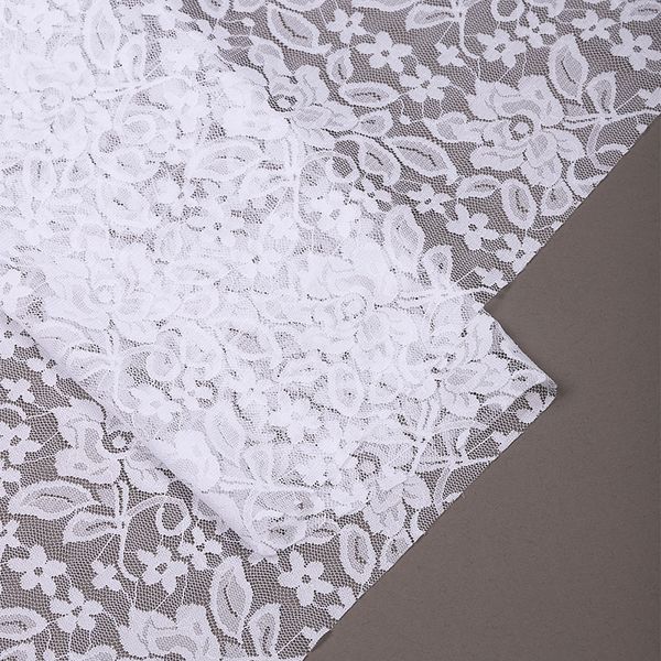 Ткань кружевная (гипюр стрейч) 90 г/м², 150 см / 1 метр, TBY.M0064 цв.белый