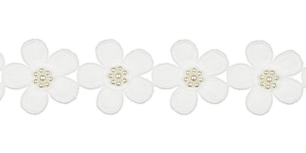 Лента декоративная 36 мм, 5 м, 01 белый, Floranta Daisy