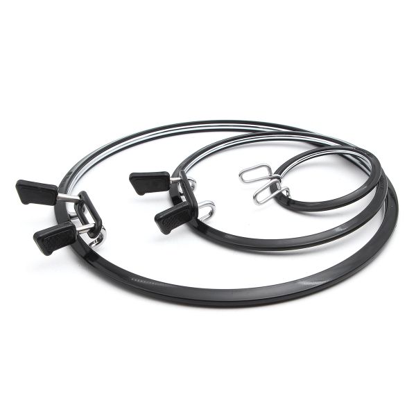 Пяльцы круглые самозапяливающиеся диаметр ⌀5.8 см, ⌀12.6 см, ⌀19.5 см, Nurge, набор, 3 шт, цвет черный