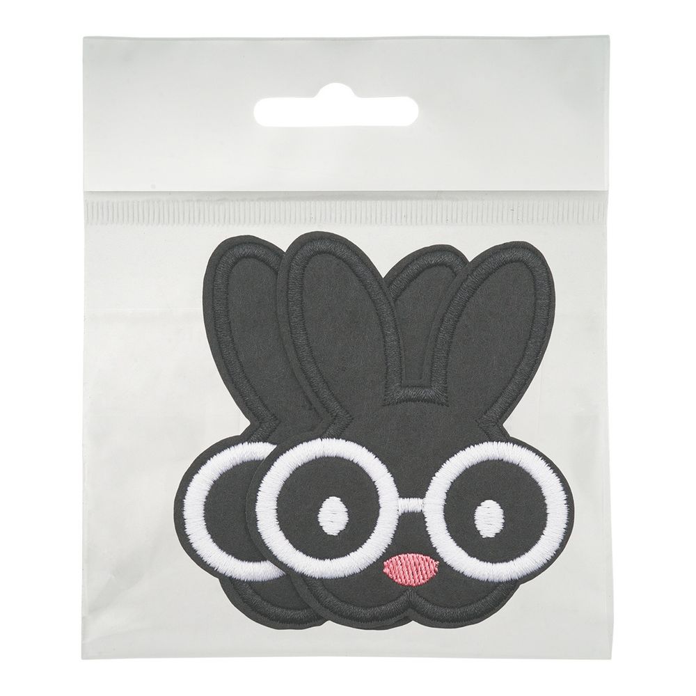 Термоаппликация Зайка в очках 70х85мм (Black (черный)), 2 шт, LA525