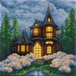 Алмазная (кристальная) мозаика Фрея ALPD-256, на подрамнике Загадочный дом в лесу, 40х40 см