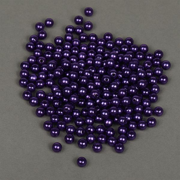 Бусины пластик (перламутр) ⌀8 мм, цв.133 фиолетовый, уп.500г (2130 шт), Magic4Hobby