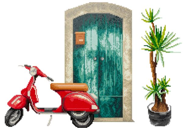 Алмазная (кристальная) мозаика Фрея, Мопед, 50х35 см