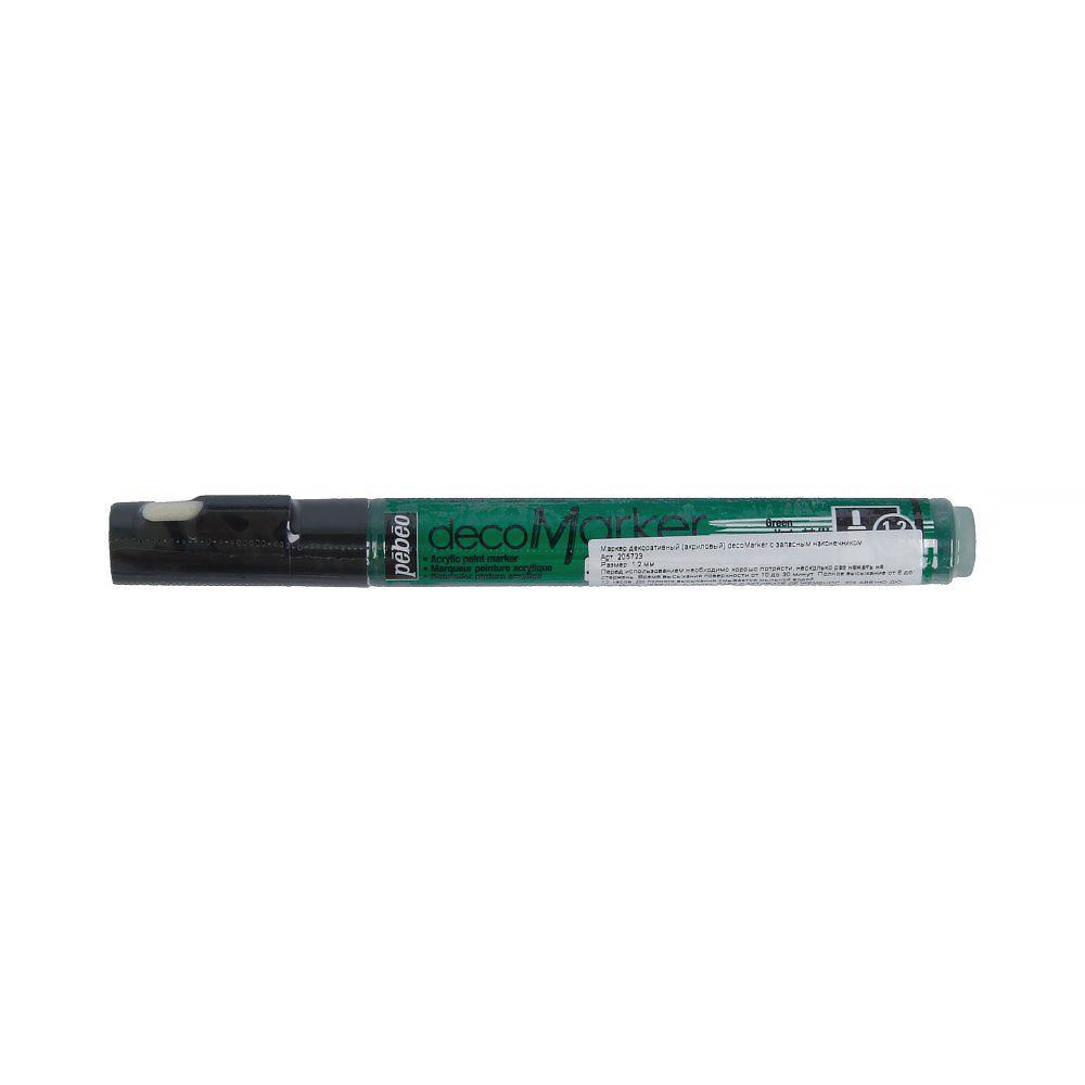 Маркер акриловый 1.2 мм, перо круглое 6 шт, 201423 (205723) зеленый, Pebeo
