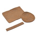 Набор кожаных термоаппликаций Hand Made: круг №39 (1шт), прямоугольник №12 и №38 (х1шт), 40 светло-коричневый