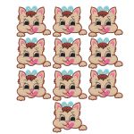 Термоаппликация Кошка с бантом, 78х69мм 10 шт (бежевый), 1819
