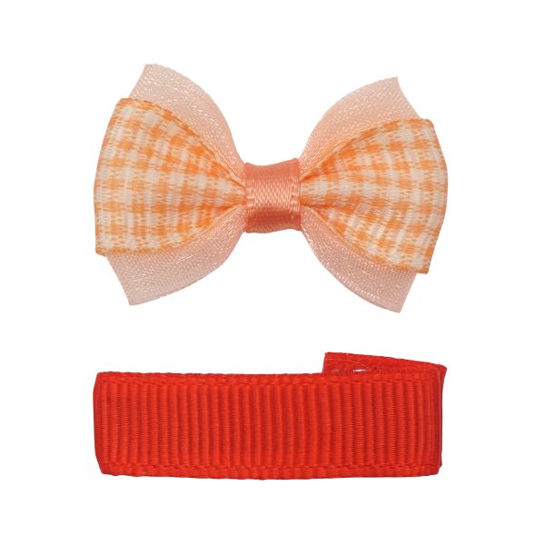 Набор Б-003 мини бантик+заколка 36мм/35мм (персик/красный) 29354