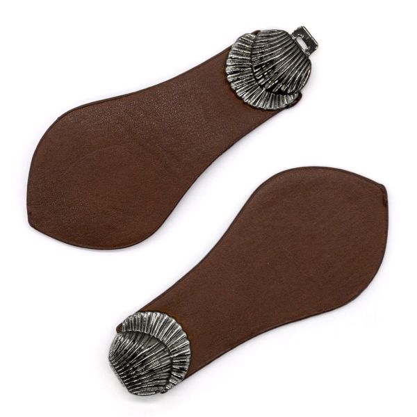 Фурнитура застежка для кардигана кожаная №6 коричневая 21,5 (черный никель), 2 шт