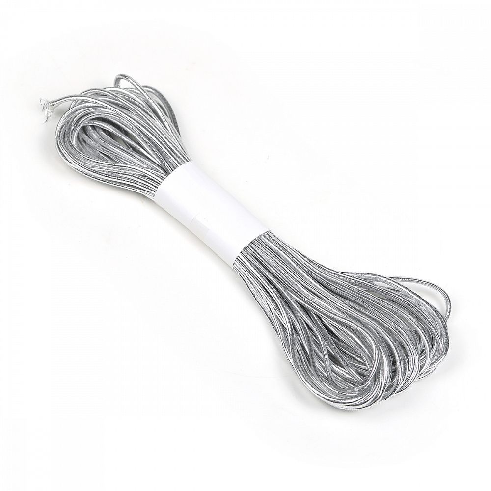 Резинка шляпная (шнур эластичный) ⌀3.0 мм / 10±0.5 метров, цв.серебро