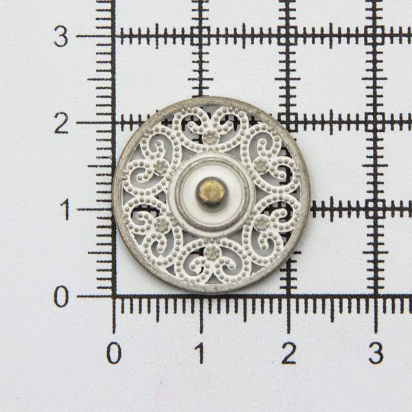 Кнопка пришивная металл ⌀23.0 мм, металл, White, уп.10 шт