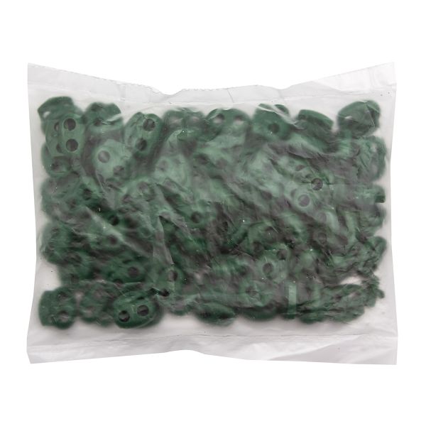 Фиксатор (зажим) для шнура пластик 2 отв., ⌀4.0 мм, 14х17 мм, овал малый ПП, т.зеленый, 100 шт