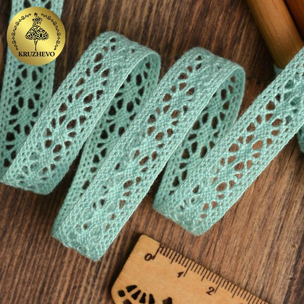 Кружево вязаное (тесьма) 15 мм / 10 метров, TBY.15.01.099 цв.24 мята, Kruzhevo