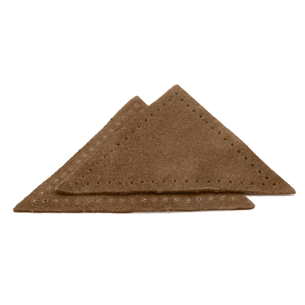 Заплатки пришивные из замши треугольник 8х8х8 см, с перфорацией, 2 шт, 32 кэмел, 59903