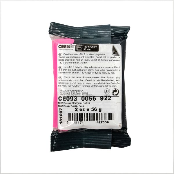 Полимерная глина Cernit Neon запекаемая, неоновая 56 гр, 922 неон-розовый