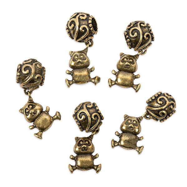 Бусины латунь 11х21х9 мм, 20 шт, №1 Панда, Zlatka NPL-02