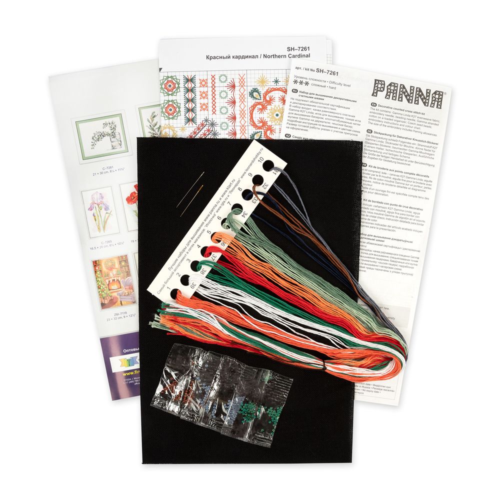 Набор для вышивания нитками Panna, Красный кардинал 16,5х17 см