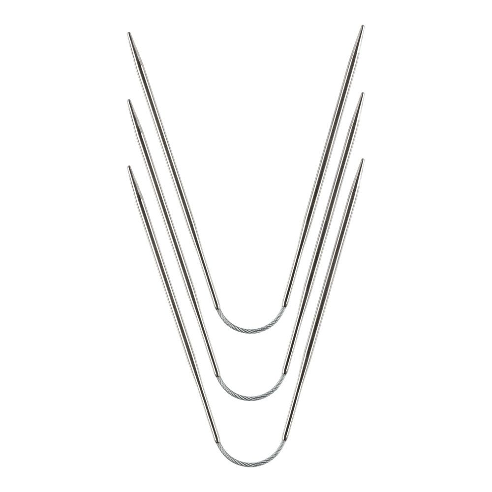 Спицы чулочные металл гибкие ⌀3.0 мм, 21 см, никель, Gamma KNF-3