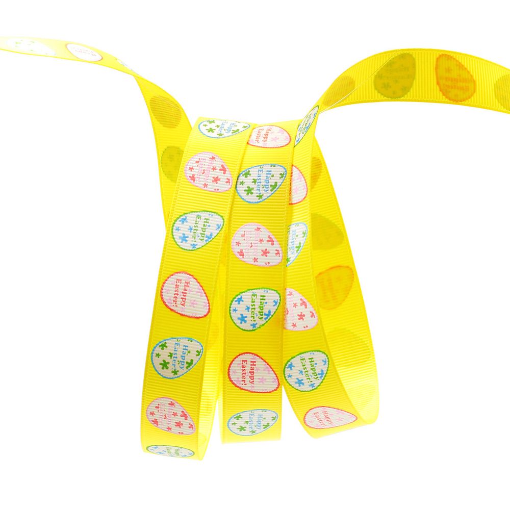 Лента репсовая (в рубчик) PREMIUM Пасха 20 мм, 22,5м (525 желтый)