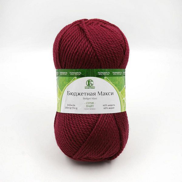 Пряжа Камтекс Бюджетная Макси / уп.4 мот. по 150 г, 140 м, 091вишня