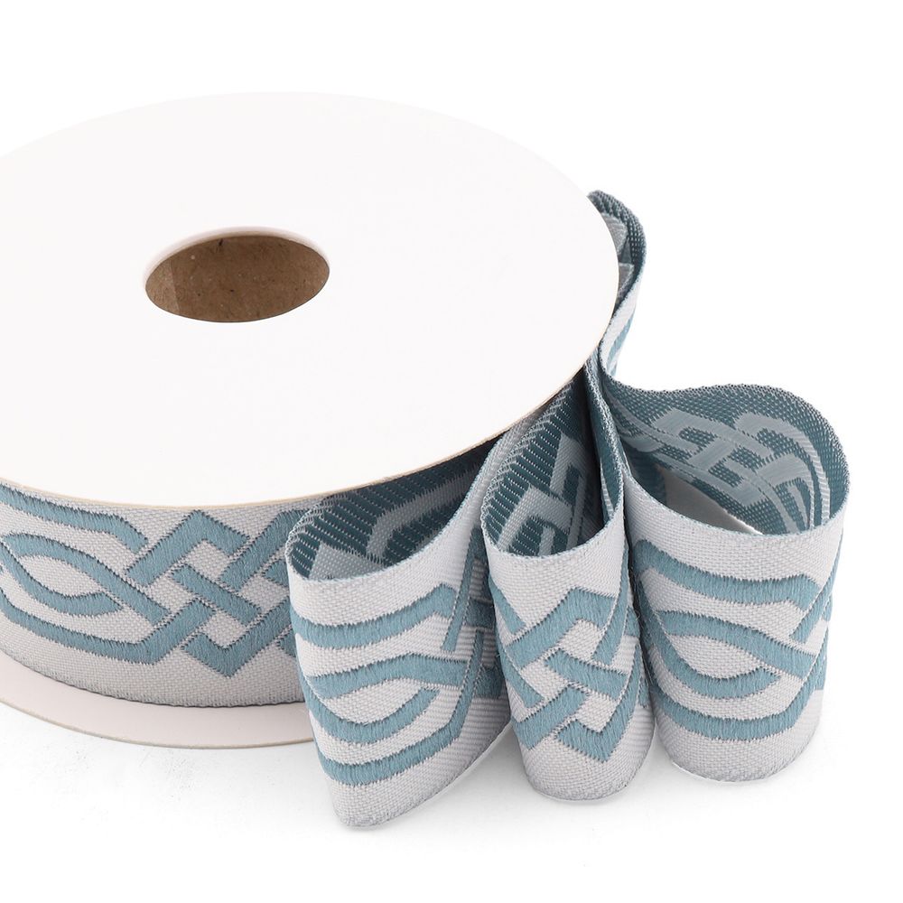 Лента (тесьма) жаккардовая 35.0 мм / 10±0.5 метров, бордюр Кельтский орнамент 35272 V5 джинс