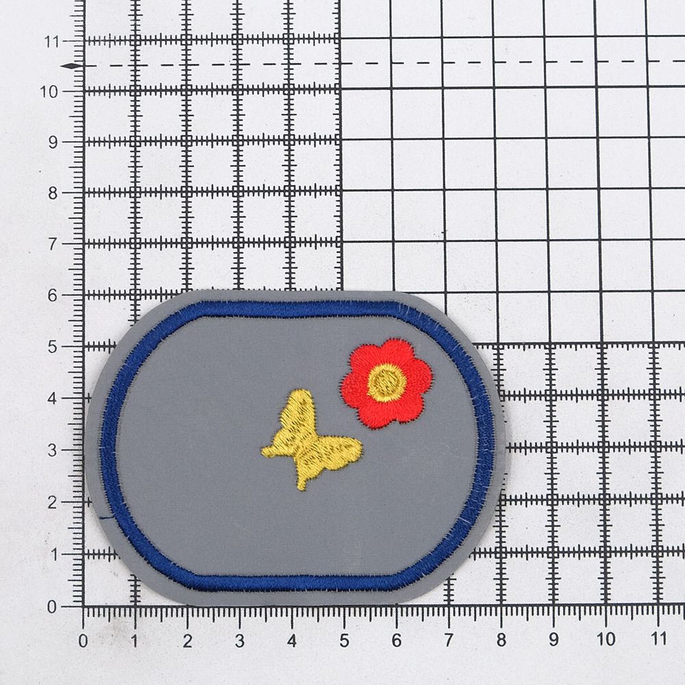 Термоаппликация светоотражающая Цветок и бабочка, 79х58 мм, цветной, LA451, 2 шт