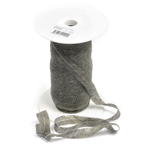 Лента клеевая нитепрошивная по косой с нитью 15 мм цв.серый, рул.100м