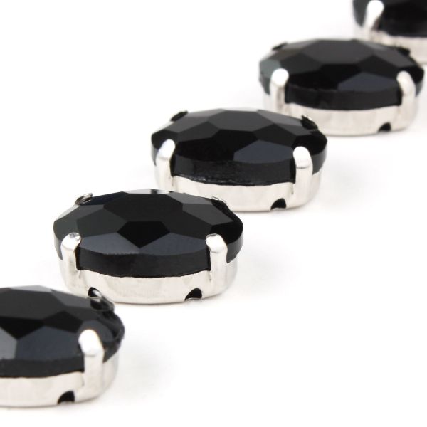 Хрустальные стразы в цапах овальной формы, черный 10х14 мм, 5 шт., ОЦ012НН1014