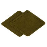 Заплатки пришивные из замши, ромб 6х8,4см с перфорацией, 2 шт, 100% кожа, 33 хаки, 59115