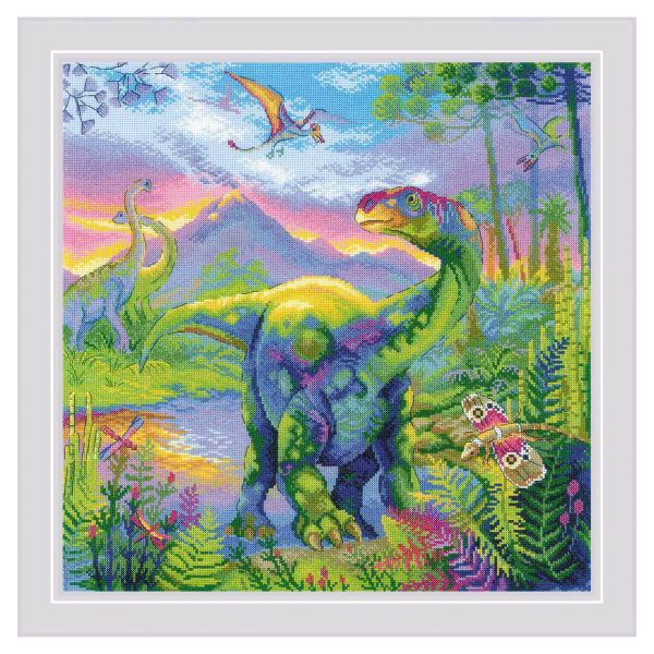 Набор для вышивания нитками Риолис Эра динозавров 40х40см, 2023