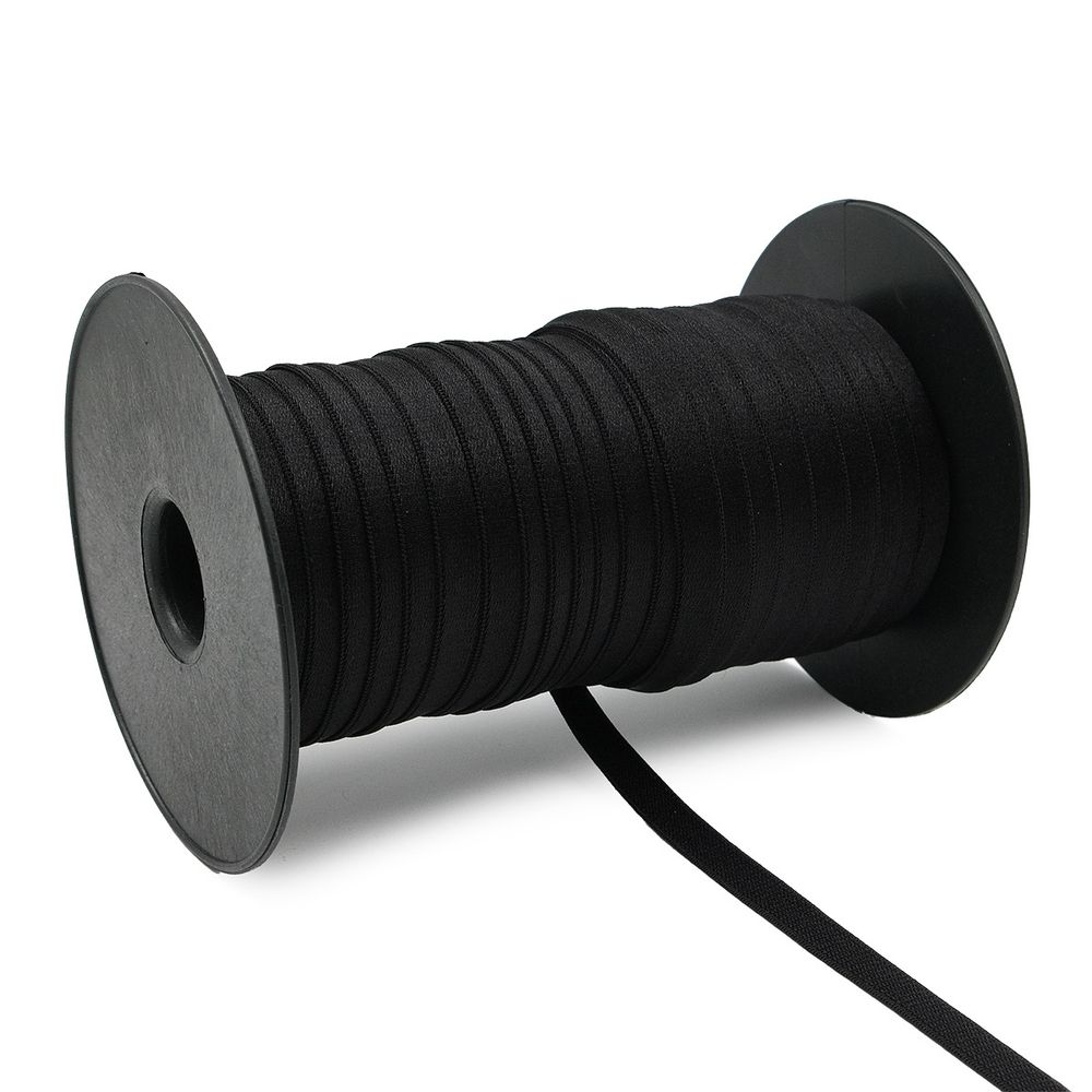 Резинка бельевая (бретелечная) блестящая 10.0 мм / 50 метров, черный, ML177.010