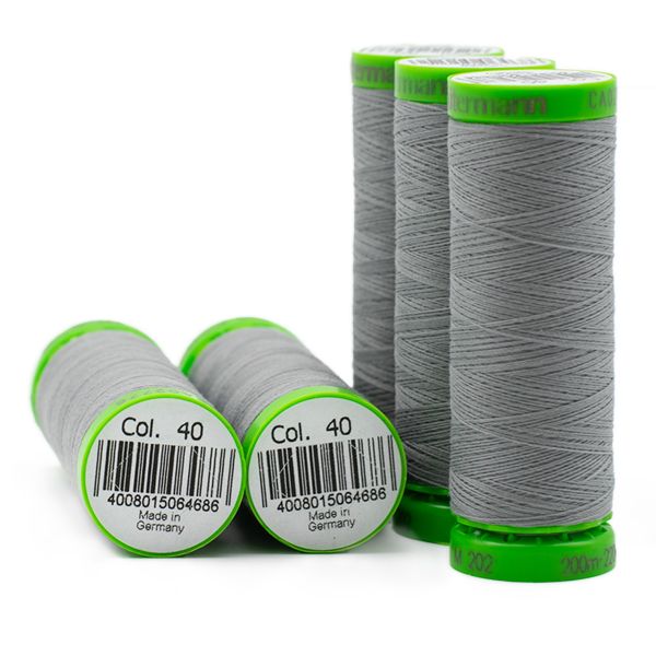 Нитки для тонких тканей Gutermann Extra Fine 150, 200м, 040 пепельно-серый, 5 катушек