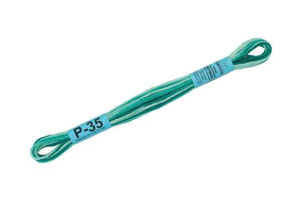 Мулине Gamma меланж, цв.Р-35 изумрудный-бл.бирюзовый, 12 мотков по 8 метров