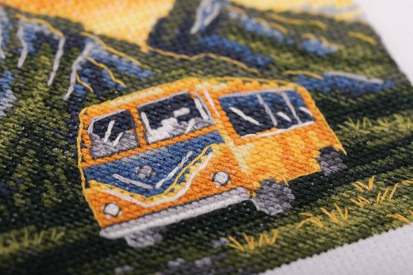 Набор для вышивания нитками Klart, Поездка к закату, 10х10 см