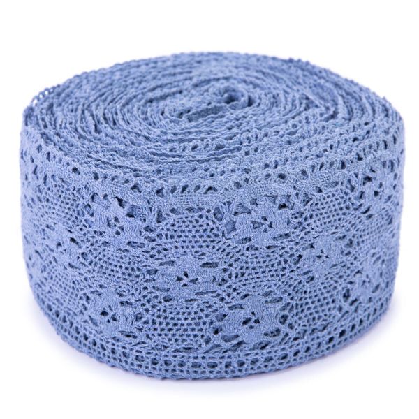 Кружево вязаное (тесьма) широкое 120-125 мм / 25 м, т.голубой, Gamma С3749Г17(рис.125.01.038)