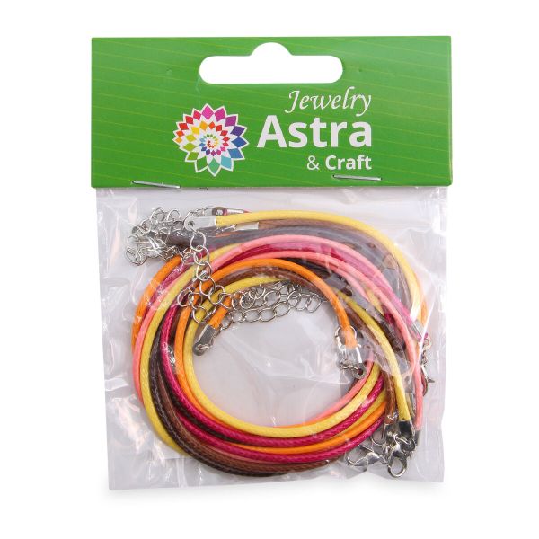 Набор вощенных шнуров для кулонов и подвесок с замком 45см, d-2мм, 6 шт, желто-коричневый, 65236