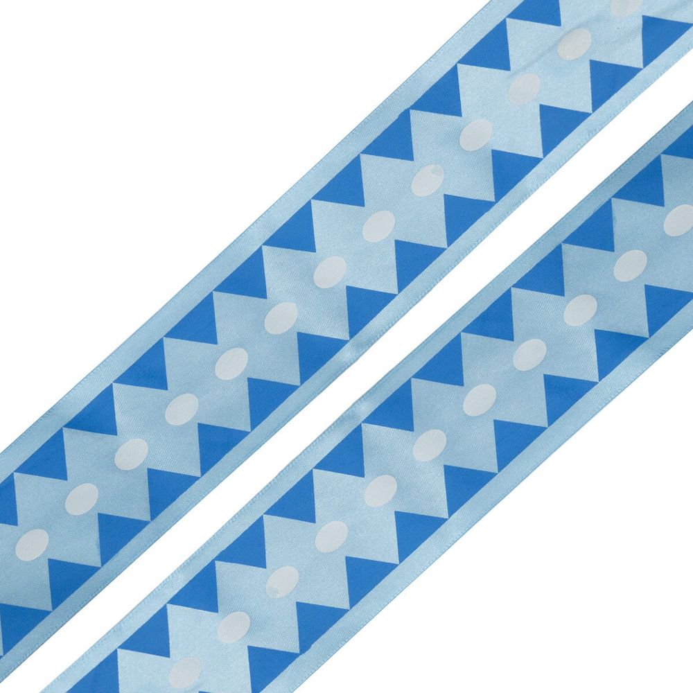 Лента атласная с рисунком Ромбы 45.0 мм / 3 метра, синий, Globus