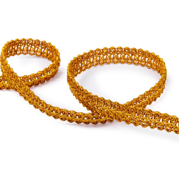 Тесьма металлизированная Булет GBL-15 13 мм, 33 м, под метал.золото, Gamma