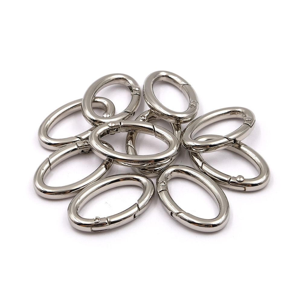 Карабин металл кольцо овал 30х15 мм (40х25 мм), никель, 10 шт