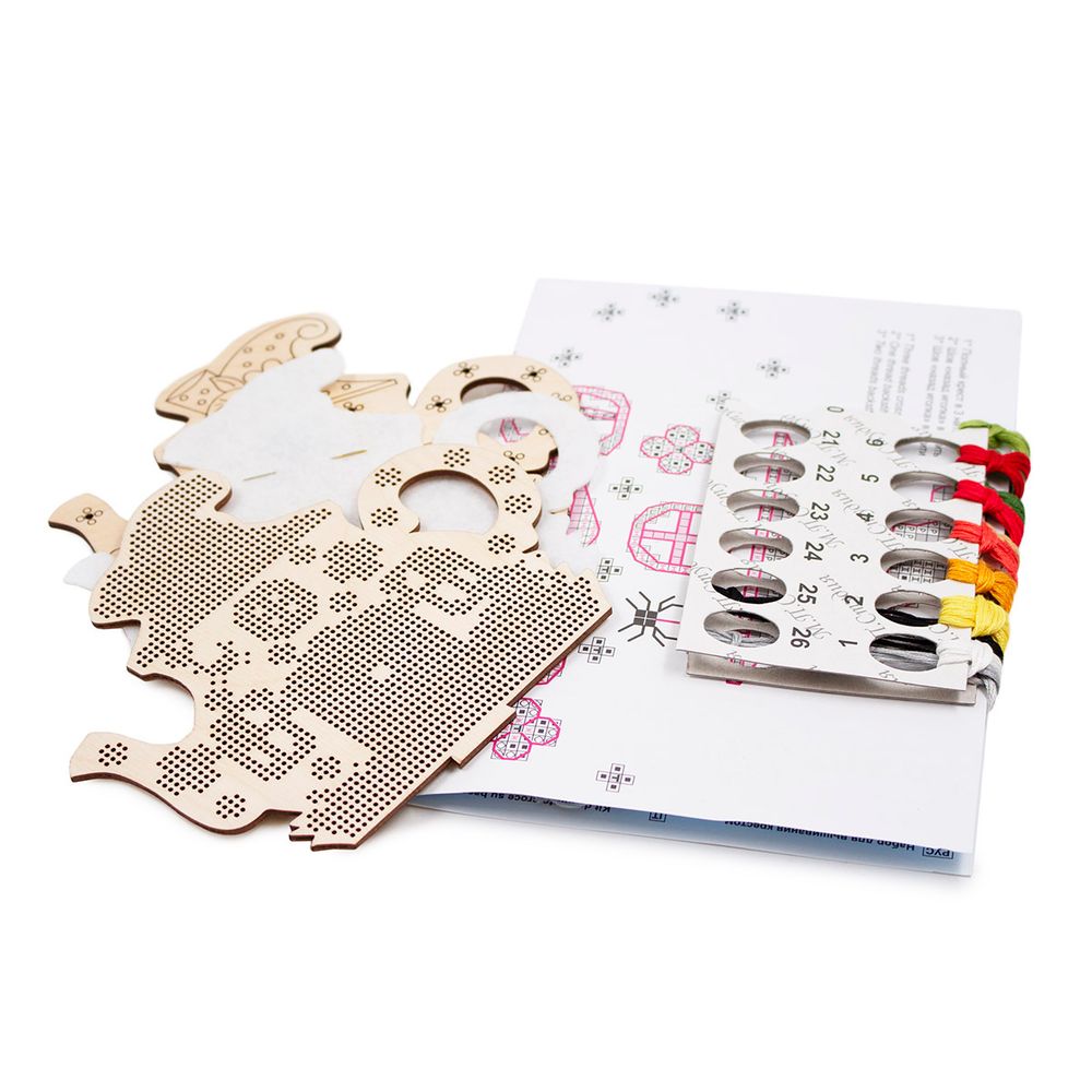 Набор для вышивания на деревянной основе Салфетница Сказочный дом 13х15см, О-045