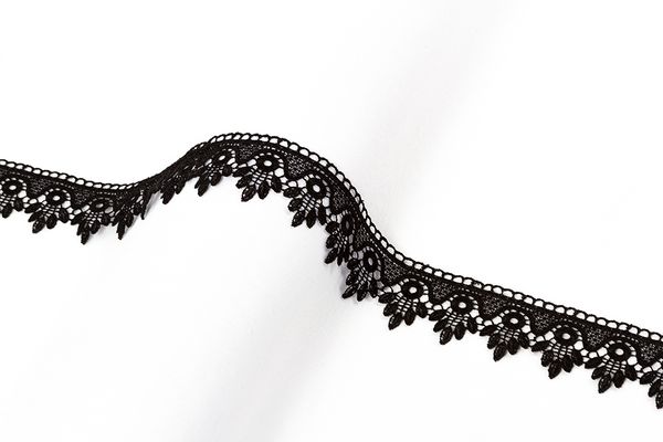 Кружево гипюр (плетёное) 40 мм / 8.8 м, черный, Gamma GGM-4001