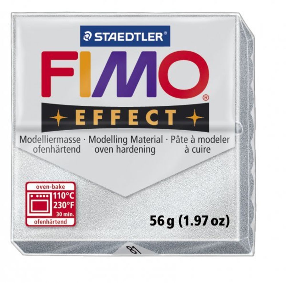 Полимерная глина Fimo Effect, запекаемая в печке, уп. 56 гр, цв. серебряный металлик, 8020-81