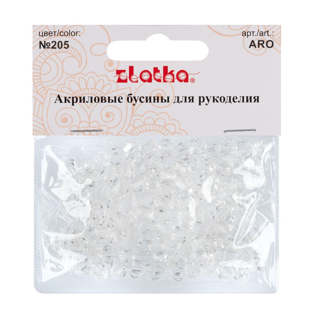 Бусины акрил 7х8 мм, 25 г (155±5 шт), 205 прозрачный, Zlatka ARO