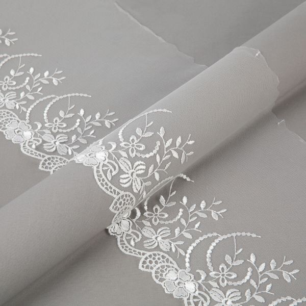 Кружево на сетке 190 мм / 10 м, слоновая кость, Gamma GKM-1904