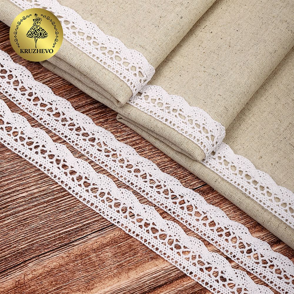 Кружево вязаное (тесьма) 20 мм, 1006 цв.01 белый, уп.182.8м, Kruzhevo
