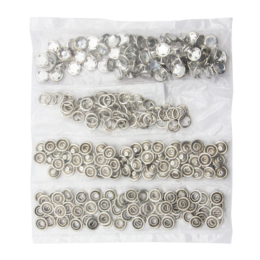 Кнопка рубашечная (джерси) акрилик ⌀10.5 мм, ≈72 шт, МЕТАЛЛ, прозрачный страз/никель, NEW STAR